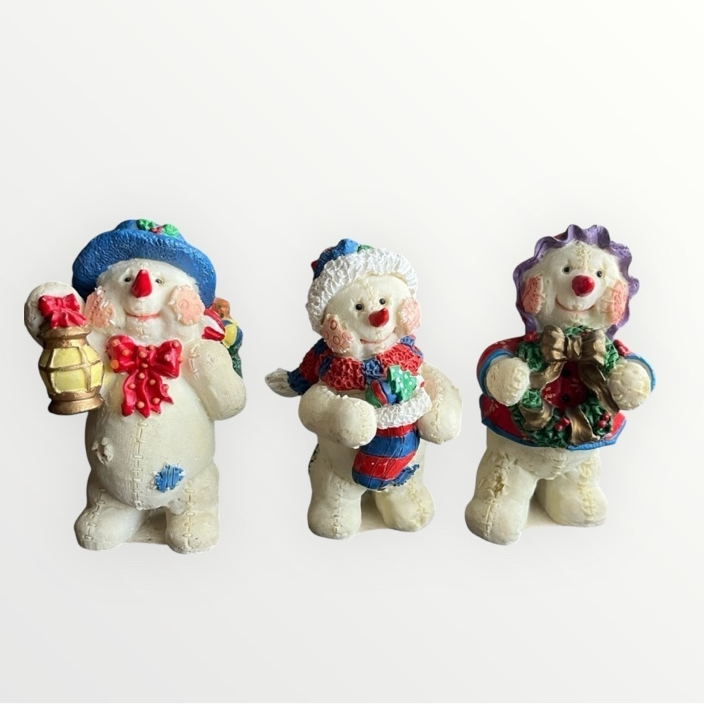 K’s Collection Vintage Snowmen Figurines set of 3 Christmas Winter Holiday Decor